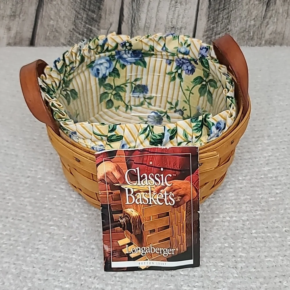 Longaberger Vintage 1999 Classic Button Basket 15407 with Liner & Insert